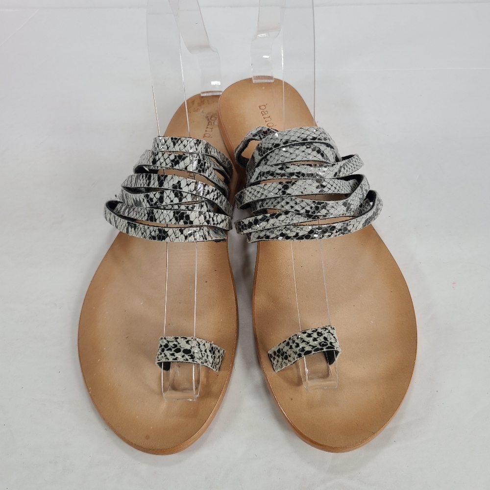 Band of Gypsies Iona Snake Print Black White Leather Sandals Women Size 7